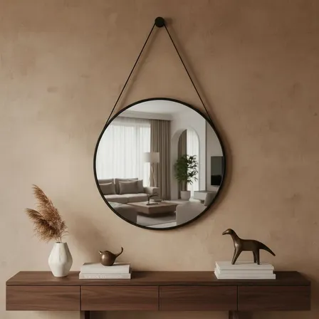 Espelho Redondo Decorativo Adnet Escandinavo 60cm + Pino