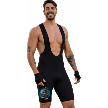 Bermuda Ciclismo Bretelle Pro Forro Com Gel Masculino