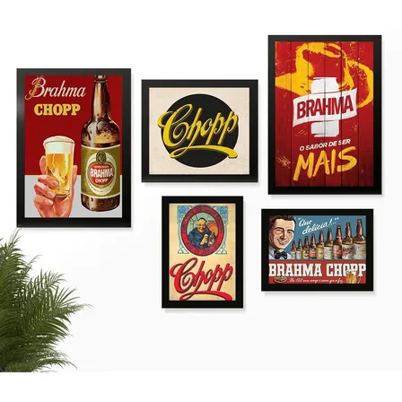 Kit 5 Quadros Cantinho Churrasco Cerveja Área Gourmet 60x70