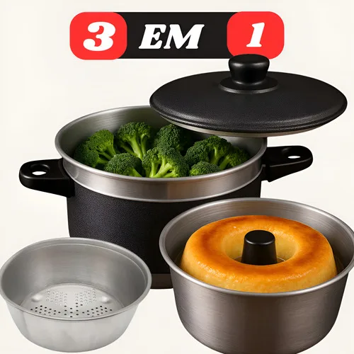 Panela Multi Uso 3x1 Forma De Pudim Legumes Cuscuz A Vapor