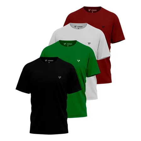 Kit 4 Camisetas Masculina Camisas Slim Voker 100% Algodão
