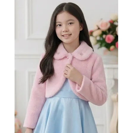 Bolero Infantil Pele Com Gola Forrado Quentinho 12/18 Full