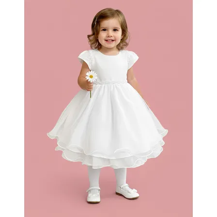 Vestido Batizado Mg Princesa Saia Gode Cinto Per Fu P/g 1/3