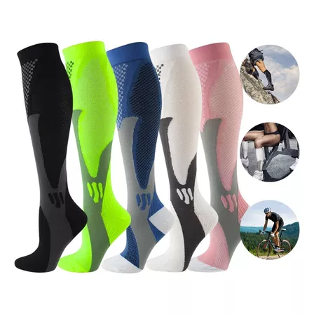 Meia De Compressão Esportiva Cano Alto 3/4 Corrida Ciclismo