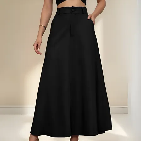 Saia Alfaiataria Longa Cintura Alta Cores Tendência Luxo