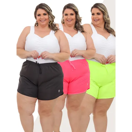 Shorts Plus Size Kit 3 Unid Moda Praia Feminino Do G1 Ao G4