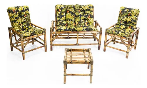Conjunto Bambu C/mesa Muito Confortáveis P/casa Lazer
