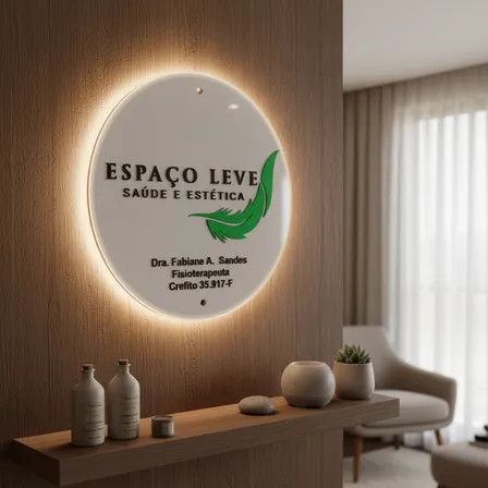 Placa Luminosa Acrilic Ingá Led Branco 60x60cm Redonda