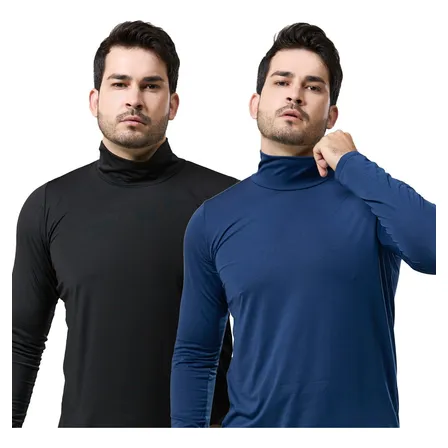 Kit 2 Camisa Camiseta Gola Alta Térmica Uv Blusa Masculina