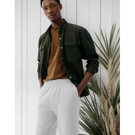 Calça Básica Masculina Reta Em Moletom Peluciado Hering