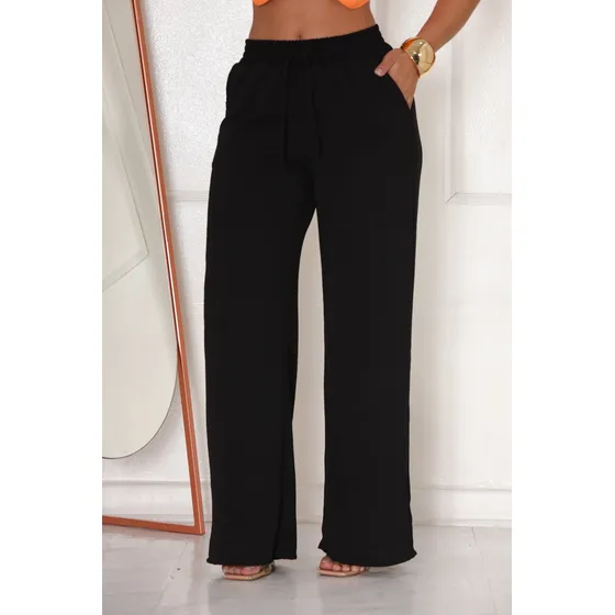 Calça Pantalona Wide Leg Duna Elastico Na Cintura/gestante