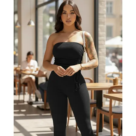 Conjunto Blusa Tomara Que Caia Com Ajuste Na Lateral E Calça