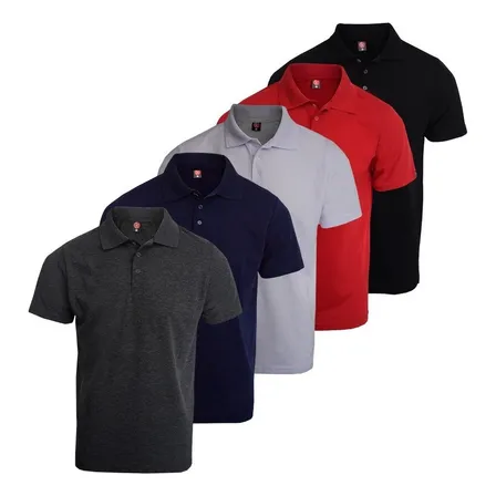Kit5 Camisa Polo Lisa Piquet Masculino Varias Cores