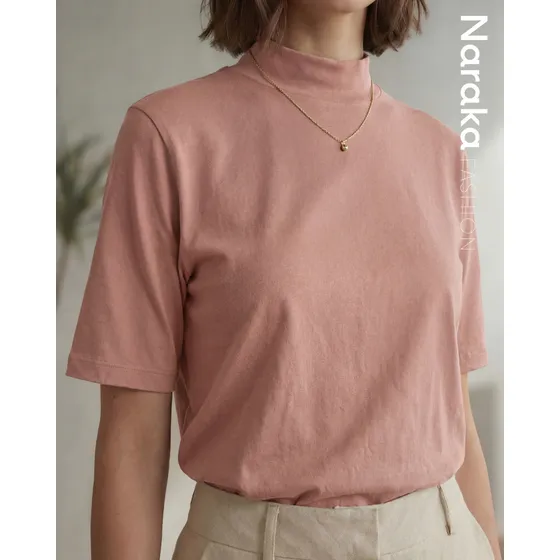 Blusa Feminina Camiseta Gola Alta T-shirt Algodão