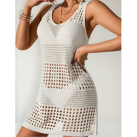 Vestido Saída De Praia Moda Verão Feminina Tricot