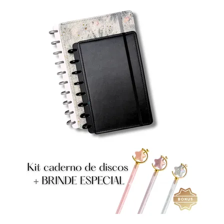 Kit 2 Cadernos De Disco Inteligente Grande A5 E B5 Capa Dura