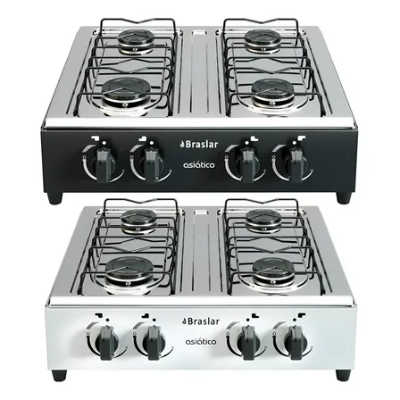 Fogão Cooktop De Mesa Portátil A Gás 4 Bocas Anafe Braslar