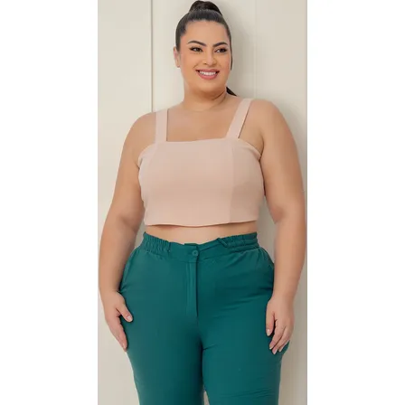 Blusa Cropped Plus Size Alfaiataria Lastek Nas Costas G1 G2