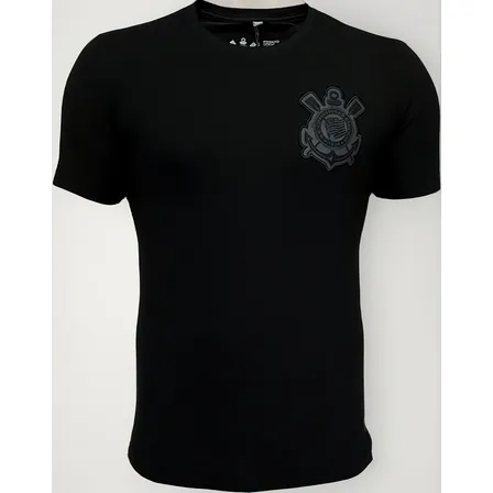 Camisa Casual Corinthians Algodão Preta Licenciada