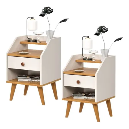Kit 2 Criado Mudor Mesa De Cabeceira Charme Varias Cores