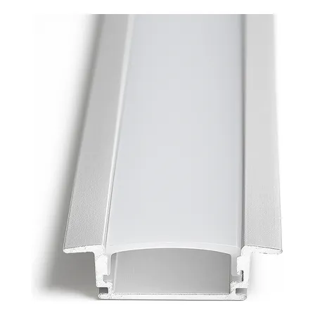 Kit Perfil De Embutir 24mm Aluminio Fita Led 2 Metros 2x1m