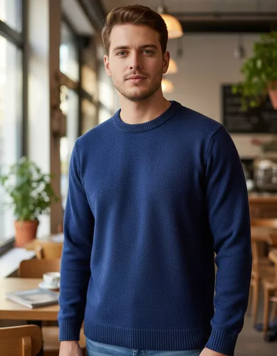 Blusa Tricô Masculina Lã Suéter Gola Careca Cardigan Inverno