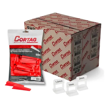 Espaçador Nivelador 1000pç + Cunha 100pçs Porcelanato Cortag