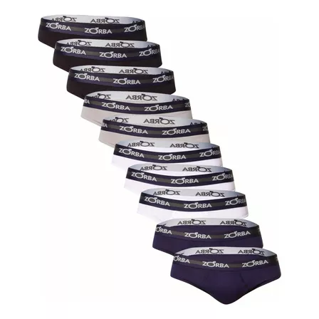 Kit Com 10 Cuecas Slip Go Tagless Masculina Zorba