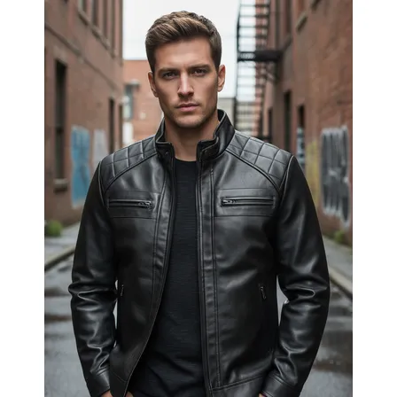 Casaco Couro Masculina Forrada Slim