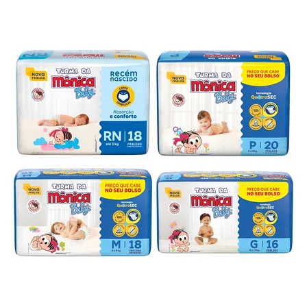 Fralda Turma Da Monica Jumbinho Escolha O Tamanho Rn P M G