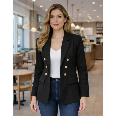 Blazer Feminino Alfaiataria Terninho Social Com Botões