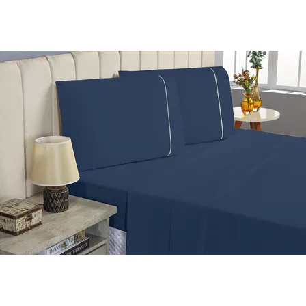 Conjunto Lençol Casal 4 Peças 400 Fios Ponto Palito Cama Box