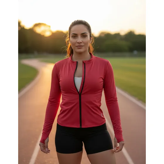 Casaco Fit Blusa Treino Proteção Solar Uv Corrida Ziper Slim