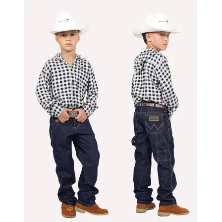 Calça Jeans Masculina Infantil Country Carpinteira Cowboy