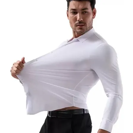 Camisa Social Manga Longa Slim Masculina Com Elastano