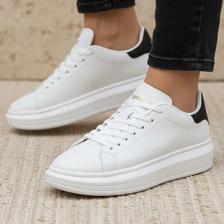 Tênis Masculino Casual Saymon Queen Couro Original Branco