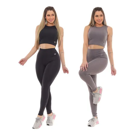 Kit 2 Conjunto Blackout Moda Fitness Zero Transparencia