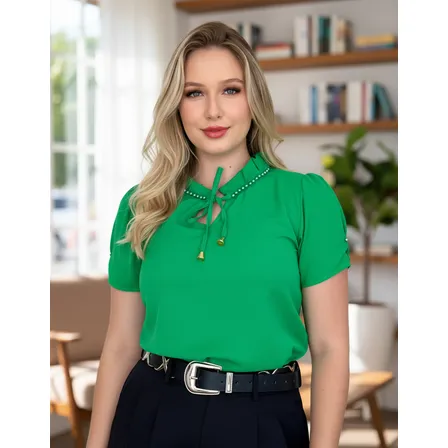 Blusa Feminina Moda Evangélica Social Executiva Manga Curta