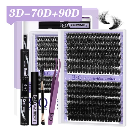 Kit De Extensões De Cílios Diy B&q Classic 3d 70d+90d