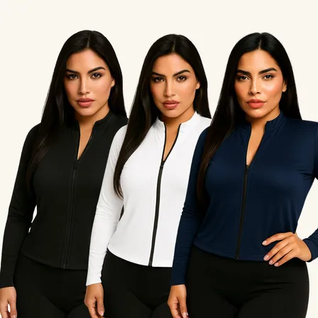 Kit3 Jaqueta Feminina Casaco Fit Treino Academia Proteção Uv