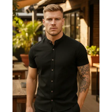 Camisa Masculina Manga Curta Gola Padre Premium Luxo Social