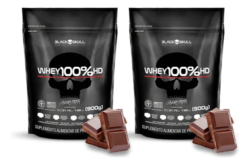 Whey Kit 100% Hd 2 Pacotes Black Skull Ganho Massa Muscular