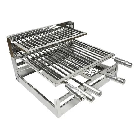 Kit Suporte Grill Inox Bancada Churrasqueira Manual Uruguaia
