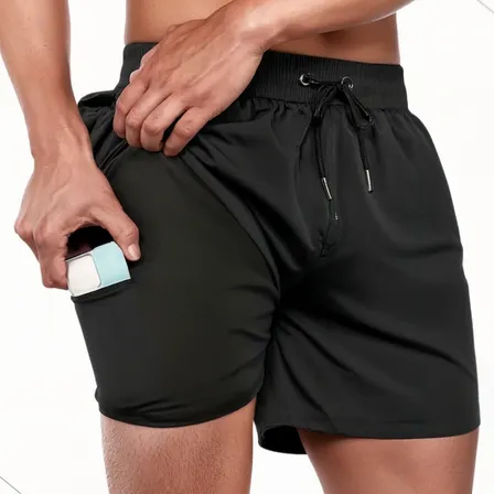 Short Duplo 2 Em 1 Para Corrida Bolso Interno Proteção Uv20+