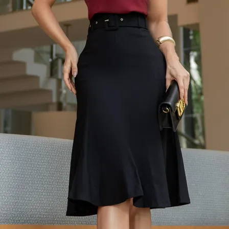 Saia Evazê Confortável Evangélica Casual Lycra Estilosa Luxo