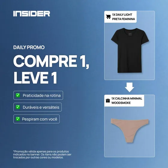 Compre 1 Daily T-shirt Feminina E Ganhe 1 Calcinha Minimal