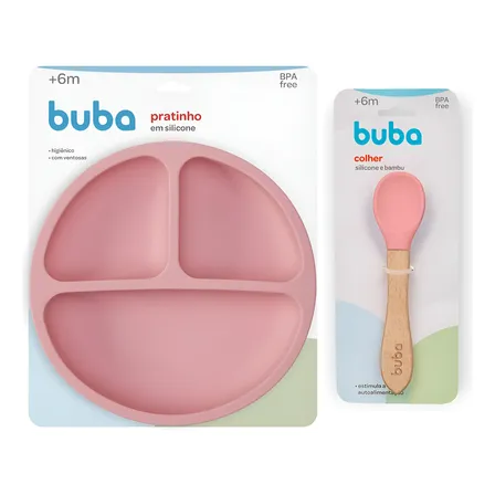 Kit Refeição Buba 100% Silicone Pratinho E Colherzinha