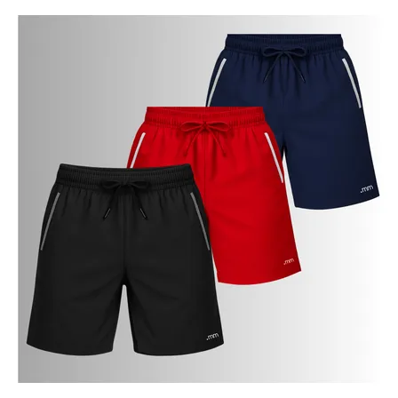 Kit 3 Bermuda Masculina Tactel Com Elastano Academia Treino