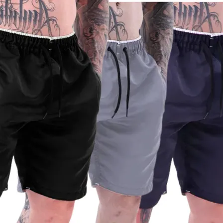 Kit 3 Bermuda Masculino Academia Tactel Shorts Praia Chief