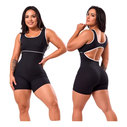 Macaquinho Feminino Fitness Curto Roupa De Academia Treino